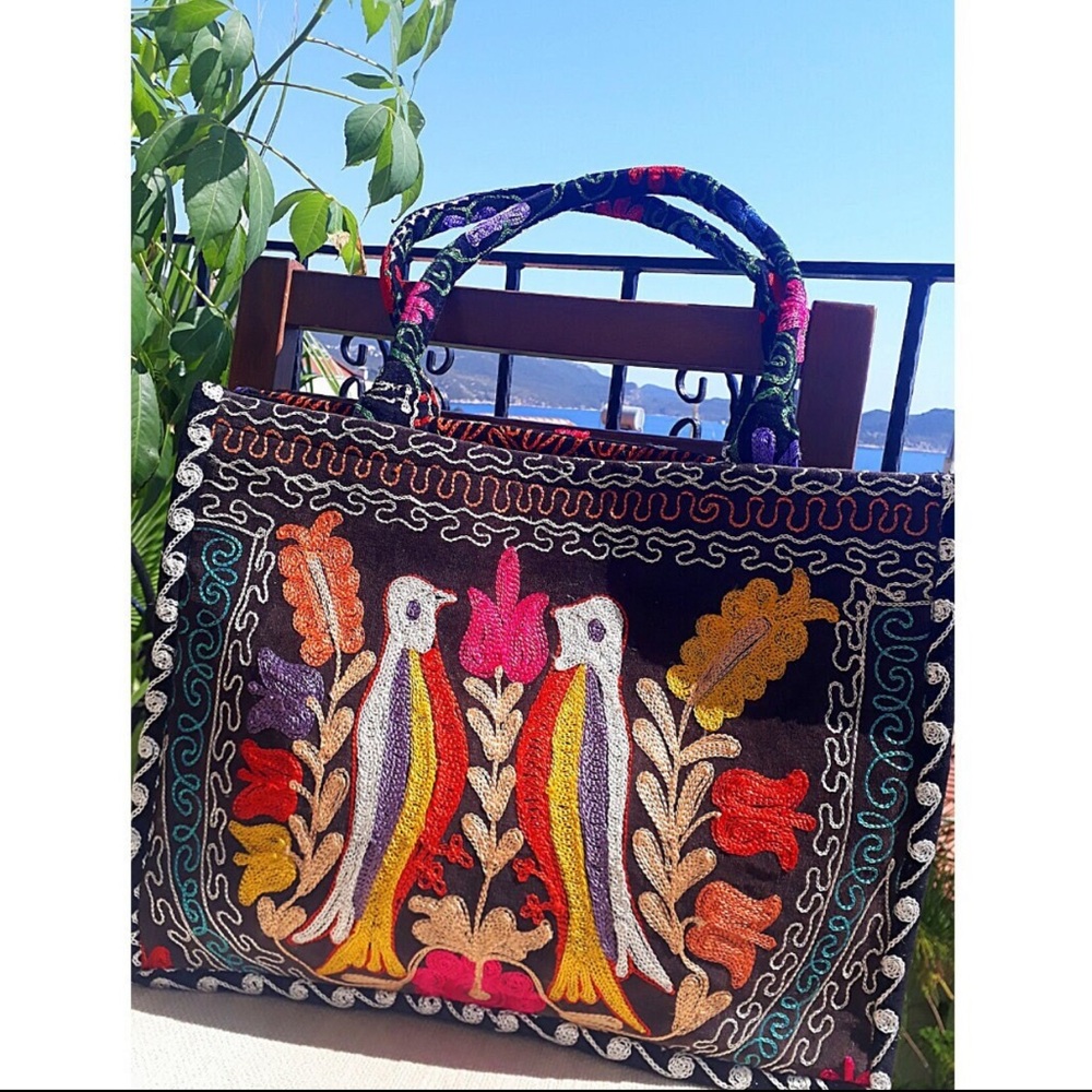 Uzbek Suzani Tote Bag. Boho, Ethnic, Embroidered